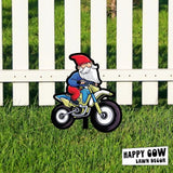 Garden Outdoor Small Metal Art 7"x 6" Weather Resistant Lawn Ornaments Sturdy Stakes Yard Sign Decoration for Patio (Gnome on a Motorcycle)