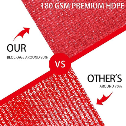 Houssity Zip Cable Ties and Red 3' x 28' Balcony Deck Fence Privacy Screen Cover Panel Shade Cloth Fabric for Chain Link Fence Patio Pool Railing Porch Playground Dog Kennel Residence Commercial Use