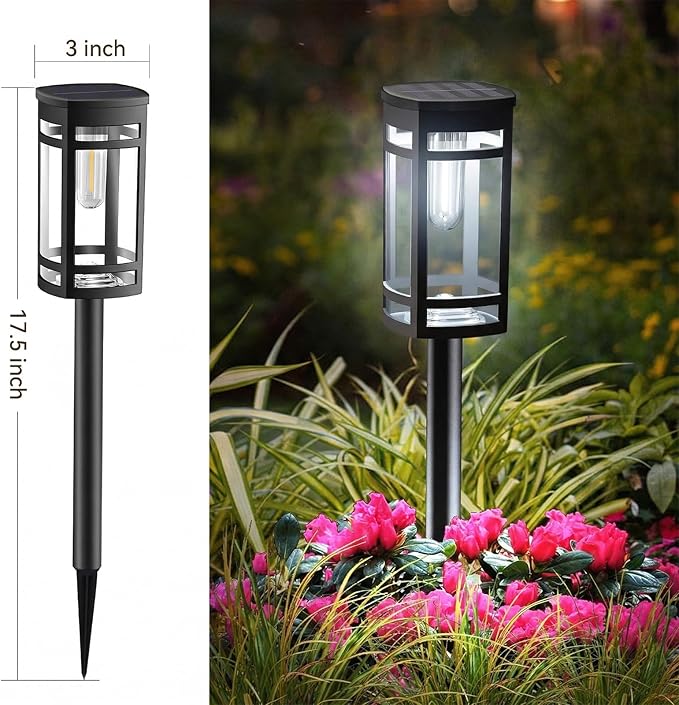 EXCMARK Solar Lights Outdoor Waterproof for Garden Pathway Walkway Driveway Yard Lawn Decorative Landscape Lighting. (Cool White Light, 2)