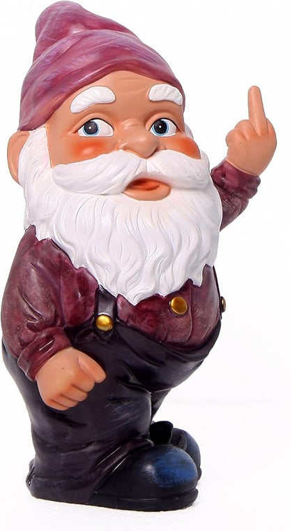 Funny Guy Mugs Middle Finger Indoor/Outdoor Gnome for Patio, Yard or Lawn - Funny Garden Gnome - Naughty Gnomes