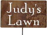 Classic Metal Garden Markers Clearance Items 20 to 33 Inches Tall (Judy's Lawn 28", Naturally Rusted)