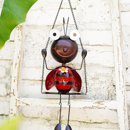 Glowing Ladybug Swing Solar Lights - Adorable Animal Outdoor Garden Decor - Waterproof Solar Lanterns Lamp for Patio Yard Pathway - Gifts for Mom Grandma Women