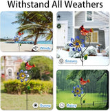 Wind Spinners Outdoor, Cardinal Wind Spinner, Kinetic Windmill with Metal Stake, Decorative Pinwheels for Lawn, Patio, Garden Decor