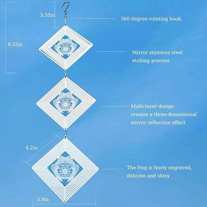 Bird Deterrents for Outside, Reflective Stainless Steel Bird Scare, Frog Wind Spinners outdoor Garden Decor, Bird Scare Devices to Keep Woodpeckers, Pigeons Away from Your House, Patio, Orchards