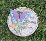 Etlegor Garden Décor Stepping Stones, Fun Animal Print Outdoor Pathway Décor Step Stones, All-Weather Lawn Pathway/Flower Beds/Courtyard Pavers(Butterfly-B)