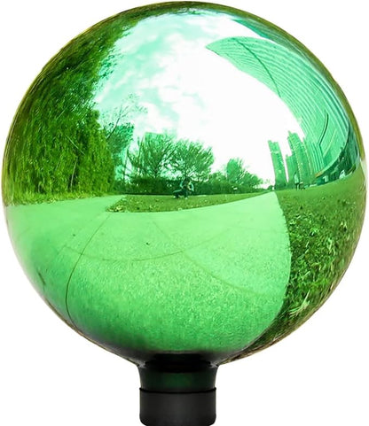 VCUTEKA Gazing Ball, Glass Mirror Polished Hollow Ball Reflective Garden Sphere, Gazing Globe for Home Garden Lawn Outdoor Ornament Yard Decorative, 10-Inch, Green