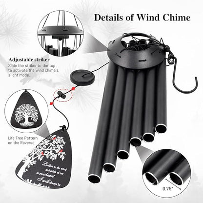 Sympathy Wind Chimes for Loss of Loved One, 32" Memorial Windchimes for Outside, Bereavement Gifts in Memory of Mother Father,Outdoor Chimes Home Garden Patio Decor