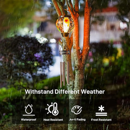 Solar Wind Chimes for Outside,Sunflower Hanging Wind Chime,LED Solar Lanterns Windchimes,Memorial Wind Chimes for Mom Women,Outdoor Wind Chime Deep Tone,Sunflower Windchime for Garden Yard