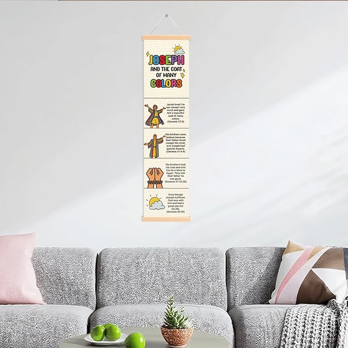 Joseph's Coat of Many Colors Banner, Church Banner, Christian Rustic Hanging Door Flag, Farmhouse Decorations Outdoor Indoor, Church Activity Decor, Bible Lesson, Scripture and Words Decorations