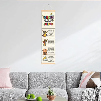 Joseph's Coat of Many Colors Banner, Church Banner, Christian Rustic Hanging Door Flag, Farmhouse Decorations Outdoor Indoor, Church Activity Decor, Bible Lesson, Scripture and Words Decorations