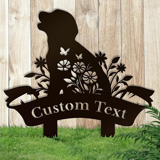 Personalized Metal Custom Garden Sculptures Statues, Yard Art,Shed, Flowerbed Decoration, Outdoor Decor, Animal Stake Pack, Cat Kitty Rabbit Bunny Dog Puppy Flower Metal Signs (Dog B)