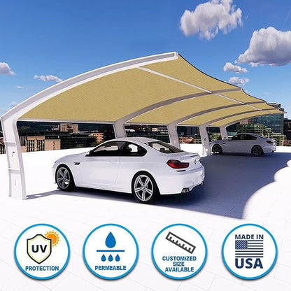 Houssity ZIP CABLE TIES and Beige 3' x 32' Balcony Deck Fence Privacy Screen Cover Panel Shade Cloth Fabric for Chain Link Fence Patio Pool Railing Porch Playground Dog Kennel Residence Commercial Use