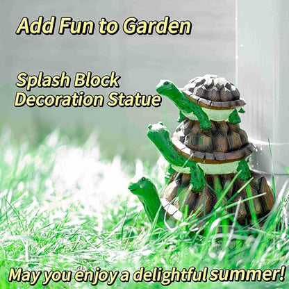 Decorative Downspout Extension, Cute Turtle Gutter Diverter & Splash Block, Garden Statue Fits 3x4 Gutter Downspout, Prevents Mud & Puddles During the Spring, Garden Decoration for Summer.