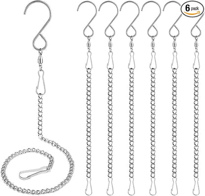 Swivel Hooks, 6 Pack 360° Hanging Swivel Hooks with 12.9in Extended Chain for Outdoor Wind Spinners, Wind Chimes, Windsock and Crystal Twisters Parts Supplies (6 Pack)