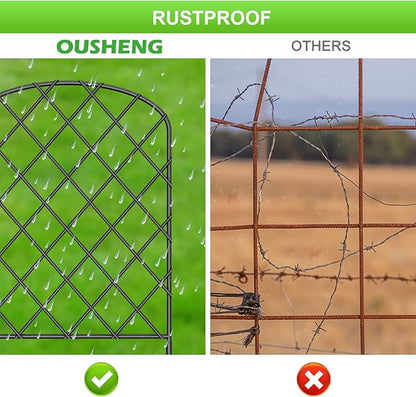 OUSHENG 10 Pack Decorative Garden Fence, Total 10ft(L) x 24in(H) Animal Barrier Border, Rustproof Metal Wire Section Edging Fencing Panel for Outdoor Patio Garden Yard, Arched