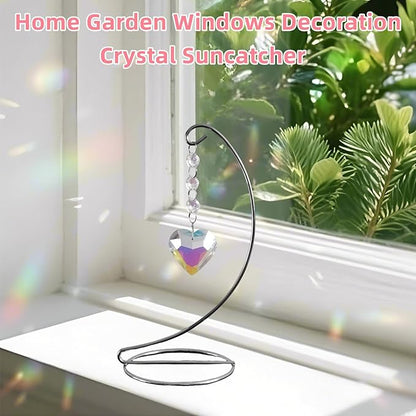 Sun Catchers,Crystal Suncatcher with Stand Chain Pendant Ornaments Hanging Crystals Prism Rainbow Maker for Windows Indoor Outdoor Home Decoration,Birthday Christmas for Women Girl