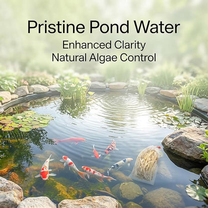MAQIHAN Barley Straw for Ponds – Pond Media for Outdoor Fish Pond & Koi Pond, Natural Pond Filtration Accessory, Supports Water Balance for Garden Ponds & Water Features, 10 Mesh Filter Bags Included