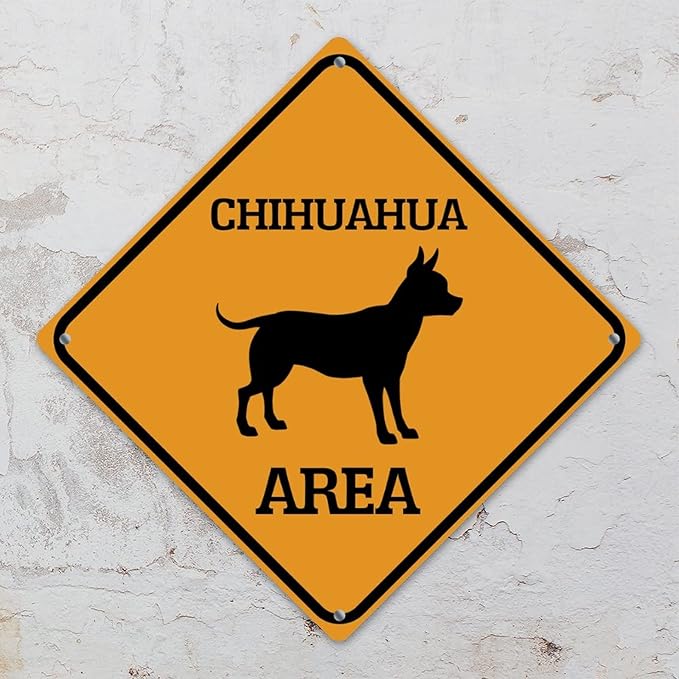 Chihuahua Crossing Xing Sign Beware of Chihuahua Dog Metal Sign Chihuahua Funny Warning Sign Crossing Zone Sign for Farm Yard Front Door Indoor Outdoor Street Sign 12x12in