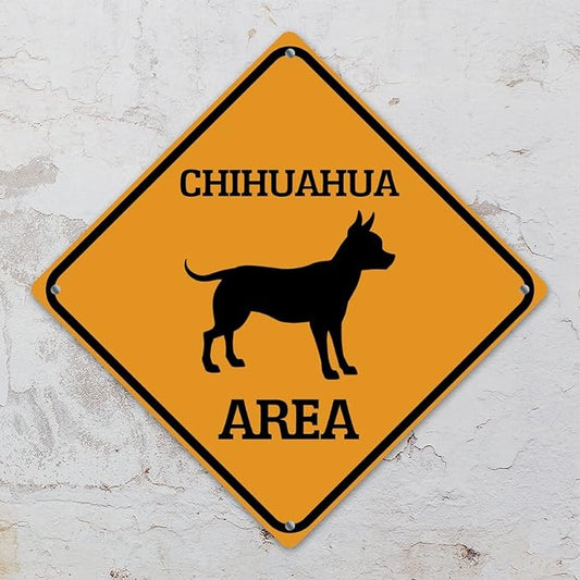 Chihuahua Crossing Xing Sign Beware of Chihuahua Dog Metal Sign Chihuahua Funny Warning Sign Crossing Zone Sign for Farm Yard Front Door Indoor Outdoor Street Sign 12x12in