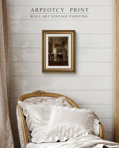 ARPEOTCY Vintage Gold Framed Wall Art, Still Life Interior Cello Paintings, Aesthetic Canvas Prints Artwork with Frame, Classical Victorian Wall Decor for Living Room Bathroom Bedroom 11x14 inch