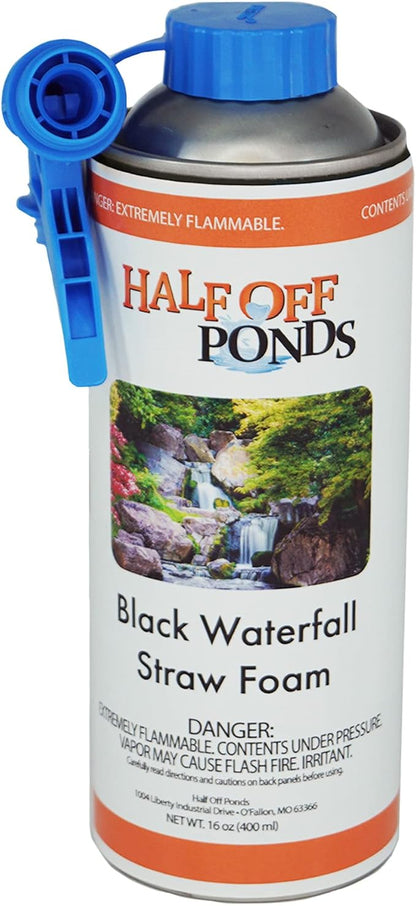 Half Off Ponds Black Waterfall Foam Sealant Spray – Expanding Pond Foam for Koi Ponds, Water Features & Rock Gaps – Landscape Foam Filler for Waterfalls – 16oz Straw Can, Waterproof Polyurethane
