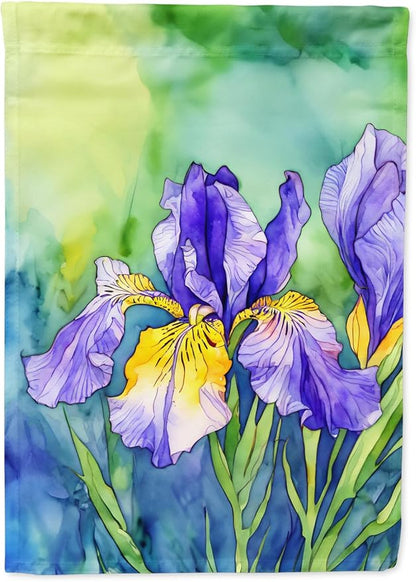 Caroline's Treasures Tennessee Iris in Watercolor House Flag Large Porch Sleeve Pole Decorative Outside Yard Banner Artwork Wall Hanging, Polyester, House Size, Multicolor