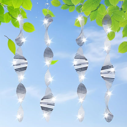 12PCS Stainless Steel Reflective Wind Spinners for Outside, 3D Mirror Spinners Outdoor, Metal Garden Decor to Enhance Patio Yard, Visual Scare Device for House, Reflective Spinners for Garden