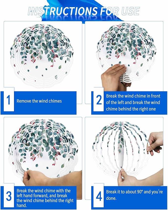 Stainless Steel Wind Spinner for Yard Garden Decoration, Leaves Branch Fruit Watercolor Spring Summer Round Wind Sculpture Spinner 3D Crafts Hanging Ornaments for Indoor Outdoor, 8 Inch