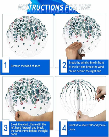 Stainless Steel Wind Spinner for Yard Garden Decoration, Leaves Branch Fruit Watercolor Spring Summer Round Wind Sculpture Spinner 3D Crafts Hanging Ornaments for Indoor Outdoor, 8 Inch