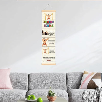 Samson Strength Banner, Church Banner, Christian Rustic Hanging Door Flag, Farmhouse Decorations Outdoor Indoor, Church Activity Decor, Bible Lesson, Scripture and Words Decorations