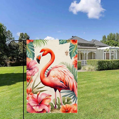 Gkyygk Pink Flamingo Welcome Garden Flag 12x18 Inch Double Sided Seasonal Yard Burlap Banners Outdoor Flag for Men Women