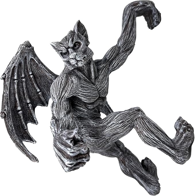 Dragon Winged Gargoyle Fence Hanger – Outdoor Wall Decor- Detailed Fence Topper Hanging Statue- Gothic Climbing Grotesque Dragon for Fence, Garden Patio, Porch (10" Gargoyle)