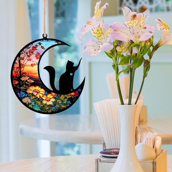 Cat Memorial Suncatcher Windows Memorial Ornament Pet Sympathy Gift for Loss of Cat Personalized Decorations Sun Catcher in Loving Memory for Loss Christmas Decor