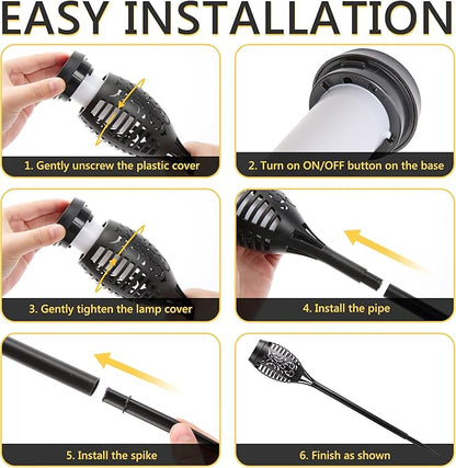 Toodour Solar Torch Lights Outdoor with Flickering Flame, Waterproof Solar Pathway Lights Landscape Lighting for Garden, Yard, Lawn, Patio, Outdoor Decorations, 12 Pack