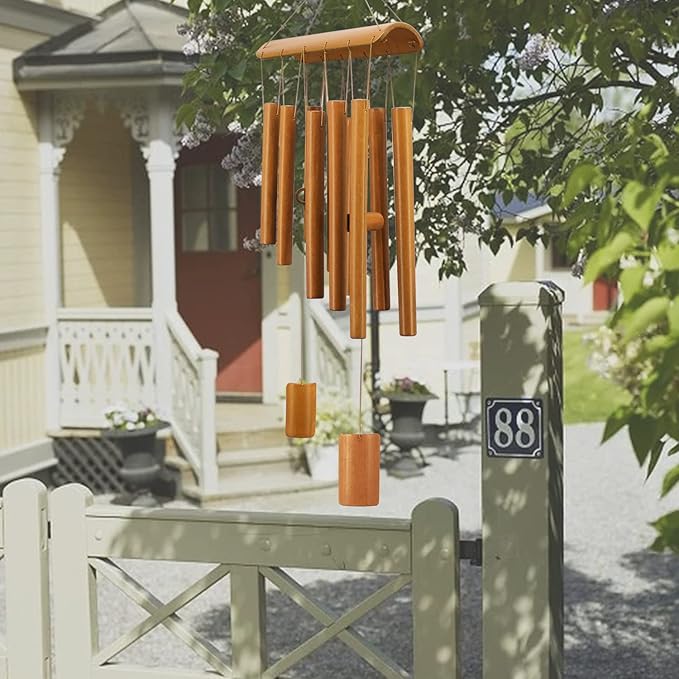Virekm Windchimes Outdoors, Memorial Wind Chimes, Bamboo Wind Chimes for Outside Clearance Deep Tone for Patio Garden Home Décor, Natural Beautiful Sound