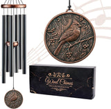 Cardinal Wind Chimes for Outside - 32" Deep Tone Wind Chime Outdoor with Vintage Pendant, Mother's Day Christmas Birthday Memorial & Sympathy Gifts, Garden Patio Porch Home Yard Decor