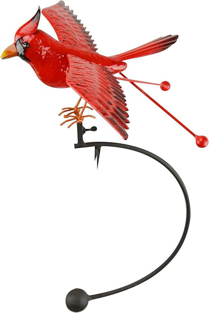Red Carpet Studios Cardinal 12 x 39 Inch Metal and Glass Rocker Garden Accent with 4-Prong Stake