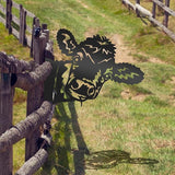 Peeping Cow Metal Yard Decor Lovely Farm Fence Decor Cow Decor for Fence Decor Outdoor Metal Garden Decor Outdoor Fence Decoration for Outdoor Farm or Farmhouse Yard Lawn (Fresh Cow)