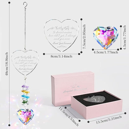 Mom Birthday Gifts, Crystal Suncatcher Indoor Window Rainbow Maker Hanging Ornament, I Love You Mom Sun Catcher Gifts for Mother Mama from Daughter Son
