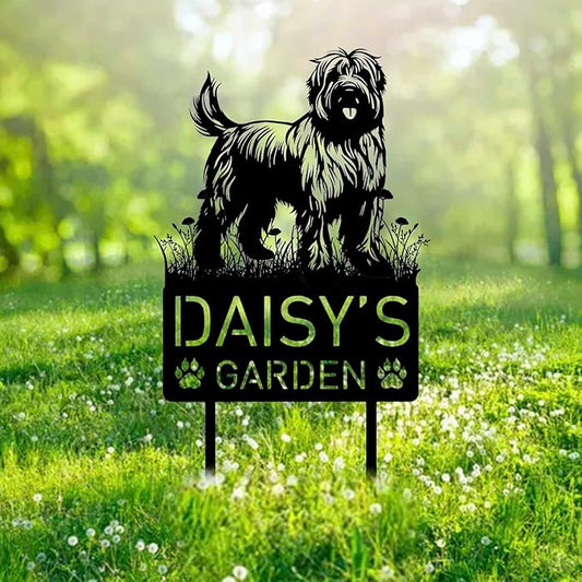 Custom Briard Dog Metal Memorial Garden Stake Personalized Pet Grave Marker Name Sign Remembrance Stake Decor Sympathy Dog Loss,Outdoor Statues for Yard Garden Lawn Patio Pathway Grave.