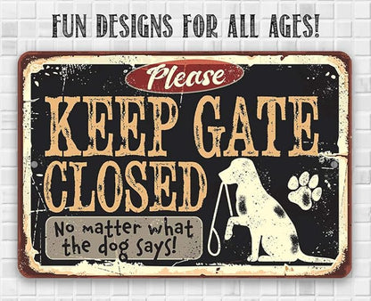 Lone Star Art Garden Stake Metal Signs - Durable Metal Sign - Use Indoor/Outdoor - Great Entryway and Fence Warning Sign and Gift for Dog Owners (12" x 18", Keep Gate Closed Dog)