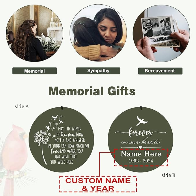 Personalized 30/36 inch Wind Chimes Memorial, Deep Tone Memorial Wind Chimes for Loss of Loved One/Mom/Dad, Sympathy Gifts for Bereavement(Produced in USA)