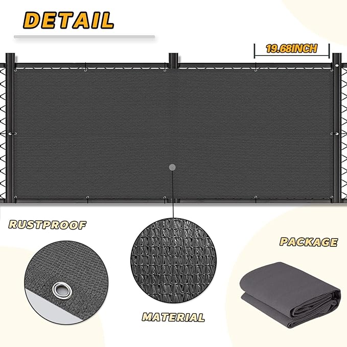 LOVE STORY Balcony Privacy Screen, 2.5'x5' Deck Shield Screen Fence Cover,UV Protection and Weather-Resistant,3 FT Height for Deck, Patio, Backyard, Outdoor Pool, Porch, Railing, Dark Grey