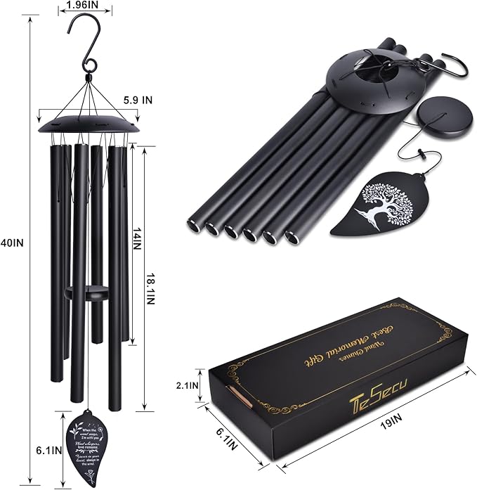 Wind Chimes for Outside, 40" Sympathy Wind Chimes Memorial Wind Chime for Loss of Loved One Mother Father, Large Deep Tone Wind Chimes Outdoor for Garden Hanging Décor,Sympathy Gifts
