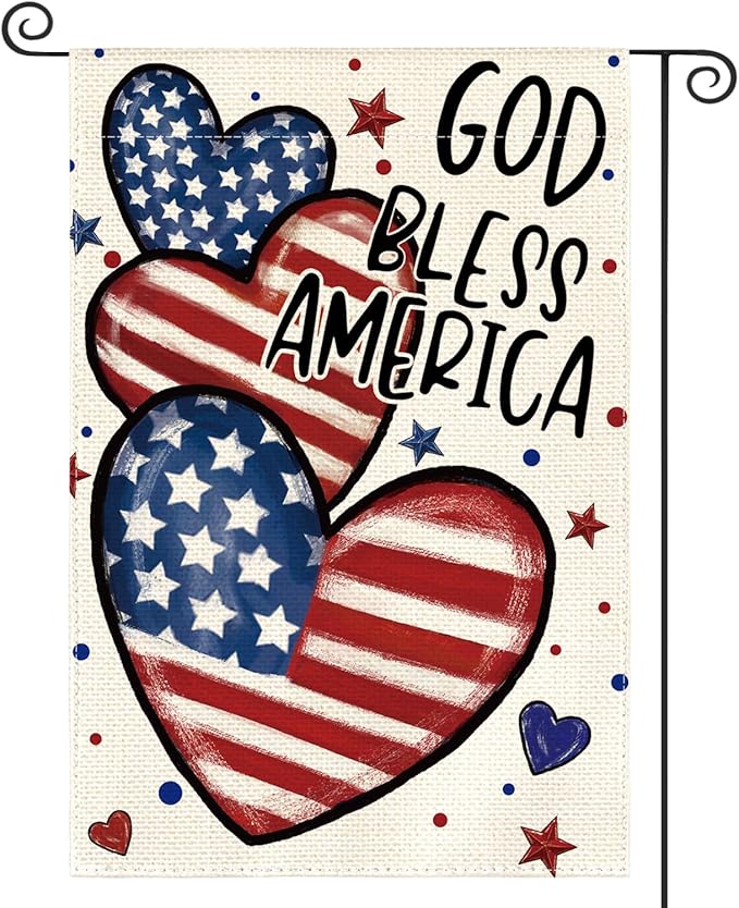 AVOIN colorlife God Bless America 4th of July Patriotic Garden Flag 12x18 Inch Double Sided Outside, American Stars and Stripes Memorial Day Yard Outdoor Decoration