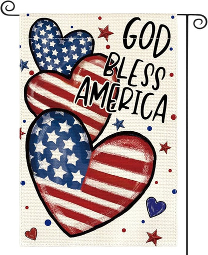 AVOIN colorlife God Bless America 4th of July Patriotic Garden Flag 12x18 Inch Double Sided Outside, American Stars and Stripes Memorial Day Yard Outdoor Decoration