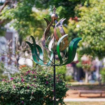 DREAMYSOUL Large Wind Spinner Outdoor, 90.5" Metal Tulip Wind Mills, 360 Degrees Rotating Kinetic Wind Mills for Lawn Backyard Patio Garden Decor Yard Art