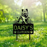 Custom Finnish Spitz Dog Metal Memorial Garden Stake Personalized Pet Grave Marker Name Sign Remembrance Stake Decor Sympathy Dog Loss,Outdoor Statues for Yard Garden Lawn Patio Pathway Grave.