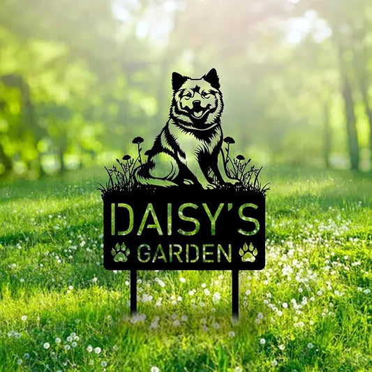 Custom Finnish Spitz Dog Metal Memorial Garden Stake Personalized Pet Grave Marker Name Sign Remembrance Stake Decor Sympathy Dog Loss,Outdoor Statues for Yard Garden Lawn Patio Pathway Grave.
