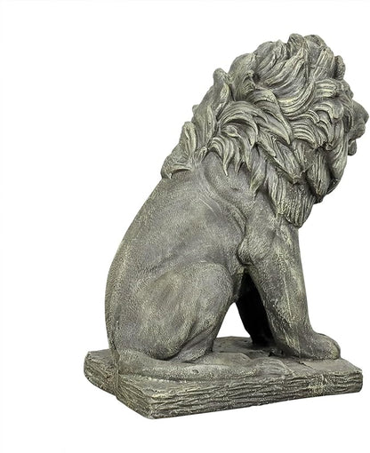 Lion Statue for Garden - Outdoor Sculpture Decoration - 22.8" H Concrete Seated Lion Statue for Home Décor Patio Yard